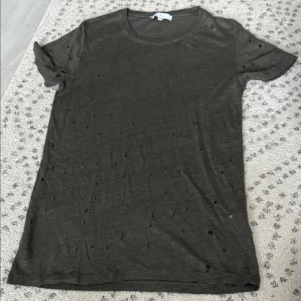 IRO Olive Green factory distressed shirt- XS